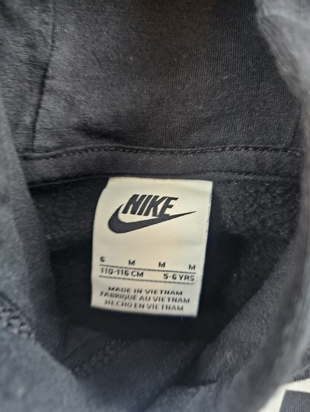Nike Kids Hoodie Youth Size 6 ( Medium) Black with White Logo - Picture 3 of 8